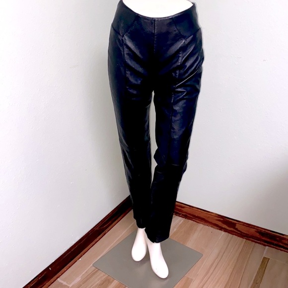 Verducci Black 100% Leather Pants Back Zipper Fully Lined Mint Condition Size 6 - Picture 1 of 8